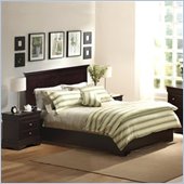 Lifestyle Solutions Charlotte Low Profile Bed in Cappuccino 3 Piece Bedroom Set