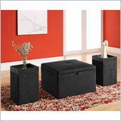 Lifestyle Solutions Quebec Storage Ottoman with 2 End Tables in Black