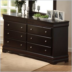 Lifestyle Solutions Charlotte 6 Drawer Double Dresser in Cappuccino