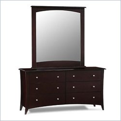 Lifestyle Solutions 234 Series 6 Drawer Double Dresser and Mirror in Cappuccino