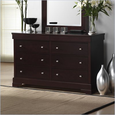 Lifestyle Solutions 588V Series 6 Drawer Double Dresser in Cappuccino