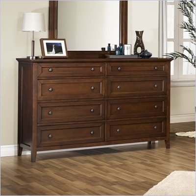 Lifestyle Solutions 890PI Series 8 Drawer Double Dresser in Brandy