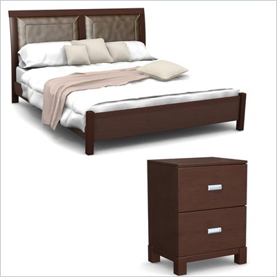 Lifestyle Solutions Amalfi Platform Bed and Nightstand 2 Piece Bedroom Set