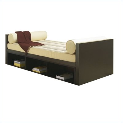 Lifestyle Solutions Barbados Full Daybed in Cappuccino with Shelves and Mattress Set