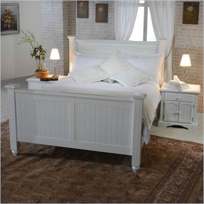 Lifestyle Solutions Country Cottage Full Wood Panel Bed 4 Piece Bedroom Set in Satin White