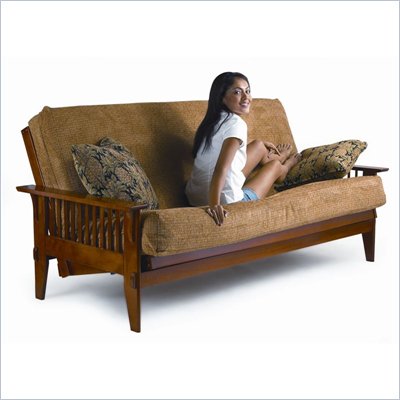 Lifestyle Solutions Fashion Hardwood San Mateo Futon Frame in Medium Oak