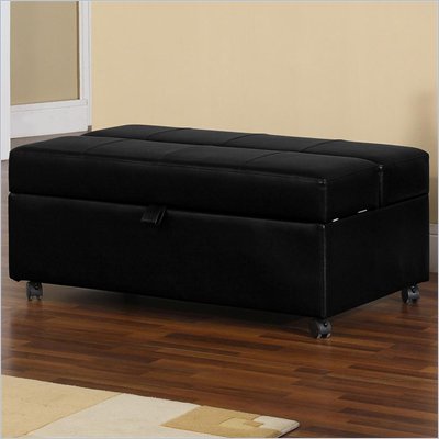 Lifestyle Solutions Glendale 2-in-1 Convertible Bed Ottoman in Black