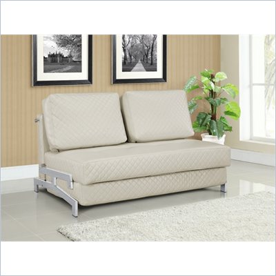 Lifestyle Solutions Marquee St. Martin Convertible Sofa in Cream Faux Leather