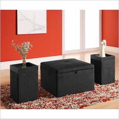 Lifestyle Solutions Quebec Storage Ottoman with 2 End Tables in Black
