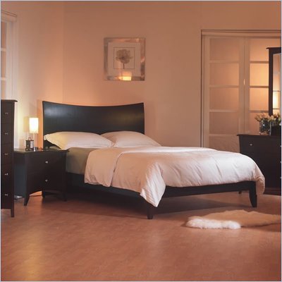 Lifestyle Solutions Retro Zen Wood Platform Bed 3 Piece Bedroom Set in Cappuccino