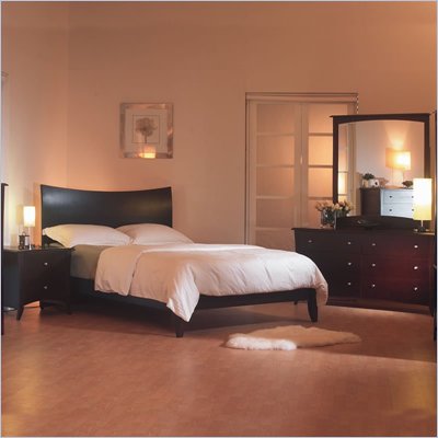 Lifestyle Solutions Retro Zen Wood Platform Bed 4 Piece Bedroom Set in Cappuccino