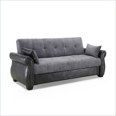 Lifestyle Solutions Serta Dream Convertible Sofa in Normandy Charcoal Microfiber