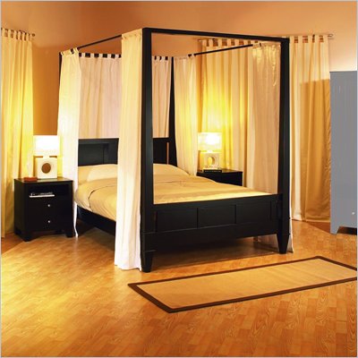 Contemporary Canopy Bedroom Sets on Modern Wood Platform Canopy Bed 5 Piece Bedroom Set In Cappuccino