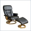 Mac Motion Black Leather Swivel Recliner Chair with Ottoman