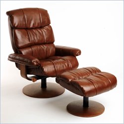 Mac Motion Vintage Bonded Leather Swivel Recliner with Ottoman
