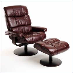 Mac Motion Chairs Mac Motion Black Cherry Leather Swivel Recliner with Ottoman