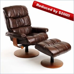 Mac Motion Chairs Mac Motion Brick Bonded Leather Swivel Recliner with Ottoman