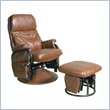 Mac Motion Vintage Bonded Leather Swivel Glider Chair Recliner with Ottoman