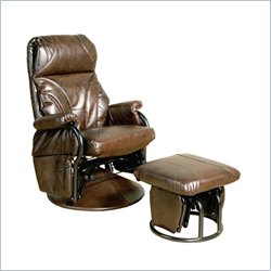 Mac Motion Chairs Mac Motion Brick Bonded Leather Swivel Glider Recliner with Ottoman