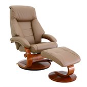 Mac Motion Oslo Leather Swivel Recliner with Ottoman in Sand Finish