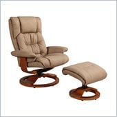 Mac Motion Walnut Swivel Recliner Chair and Ottoman in Stone Leather
