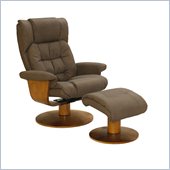 Mac Motion Swivel Recliner Chair and Ottoman in Chocolate Bonded Leather