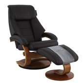 Mac Motion Walnut Swivel Recliner Chair and Ottoman in Espresso Leather