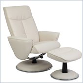 Mac Motion Bonded Leather Recliner and Ottoman Set in Snow White