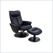 Mac Motion Bonded Leather Recliner and Ottoman Set in Black