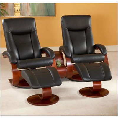 Mac Motion Double Merlot Swivel Recliner Set in Black Leather