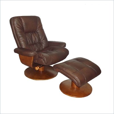 Mac Motion Walnut Swivel Recliner and Ottoman in Palace Bonded Leather