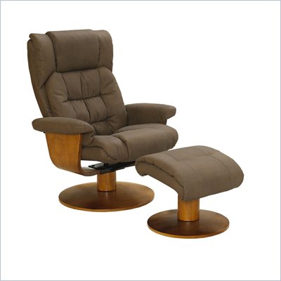 Mac Motion Swivel Recliner Chair and Ottoman in Chocolate Bonded Leather