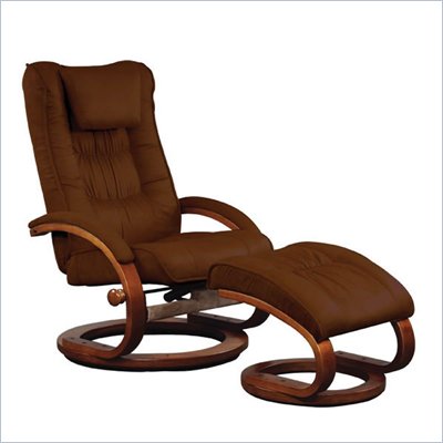 Mac Motion Chairs Recliner and Ottoman Set in Chocolate Microfiber