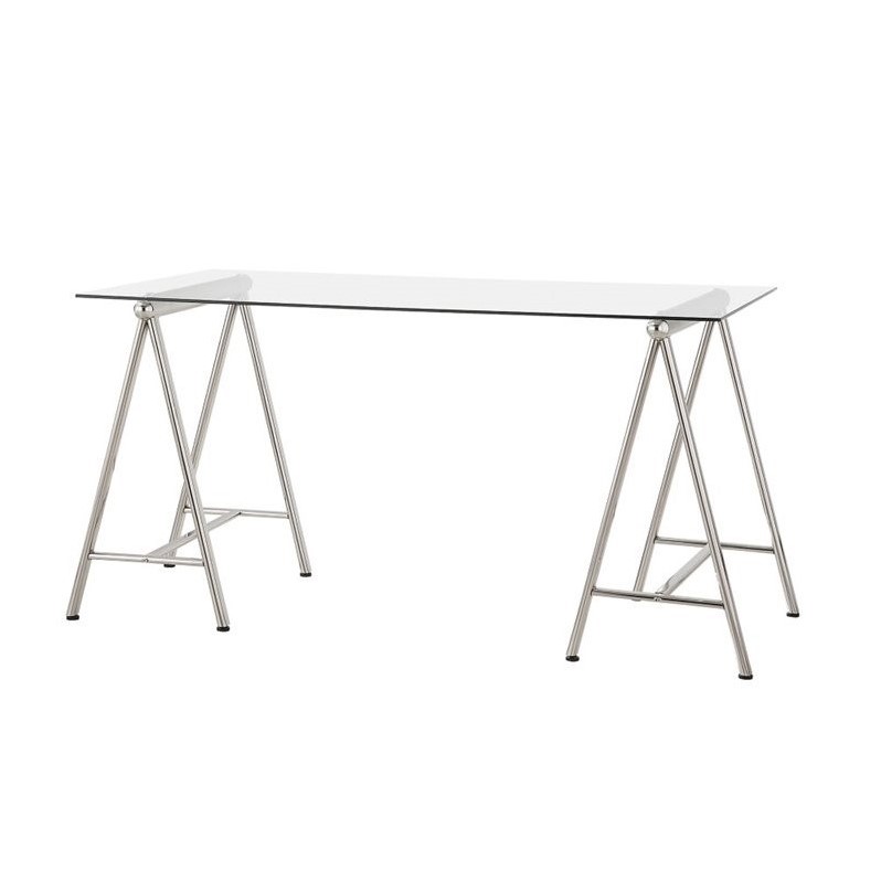 Coaster Glass Top Computer Desk In Nickel