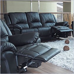 Coaster Furniture Promenade Black Leather-Match Vinyl Recliner Sofa