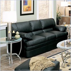 Coaster Furniture Escape Pillow Top Black Leather Sofa