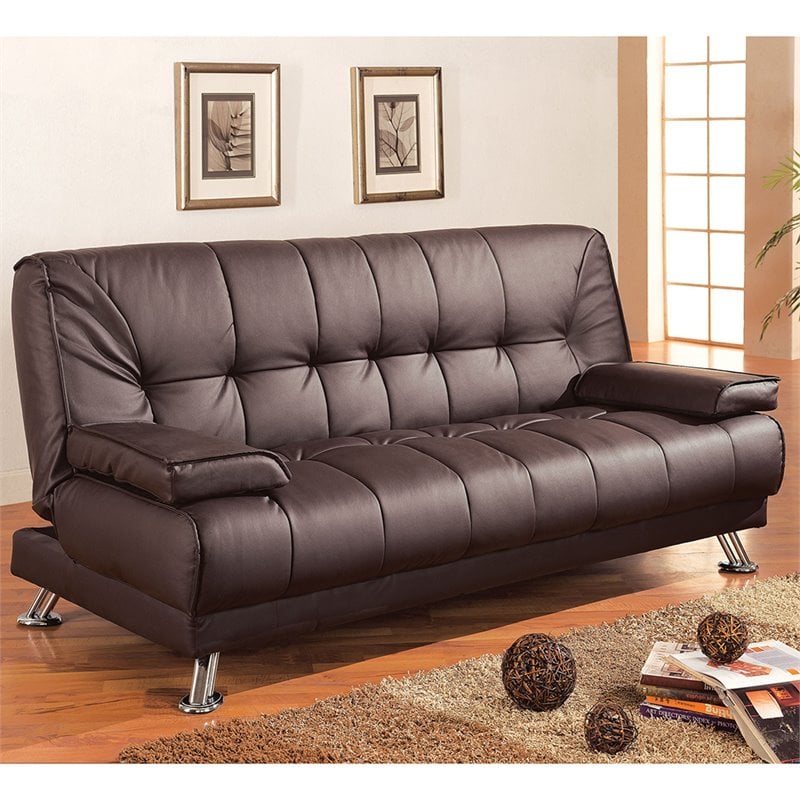 Coaster Furniture Brown Faux Leather Convertible Sofa