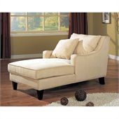 Coaster Dark Brown Chaise Lounger in Cream Microfiber