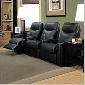 Coaster Hardwood Three Seat Leather Recliner Theater Chair Set In Black