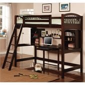 Coaster Twin Wood Loft Bunk Bed with Workstation in Cappuccino Finish