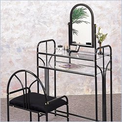 Coaster Metal Makeup Vanity Table Set with Mirror in Black Velour