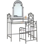 Coaster Flower Pattern Vanity Table Set with Mirror in Nickel-Bronze Finish