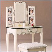 Coaster Painted Rose Wood Makeup Vanity Table Set with Mirror
