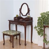 Coaster Traditional Wood Makeup Vanity Table Set with Mirror in Stained Cherry