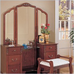 Coaster Traditional Wood Makeup Vanity Table Set with Mirror