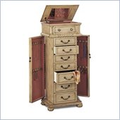 Coaster Victorian Seven Drawer Jewelry Armoire in Antique White
