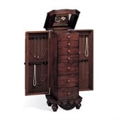 Coaster Seven Drawer Antique Jewelry Armoire in Dark Cherry