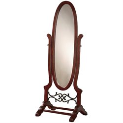 Coaster Oval Cheval Mirror in Dark Cherry