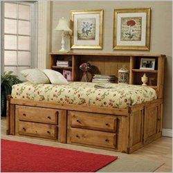 Coaster Rustic Twin Bookcase Storage Bed in Pine Finish
