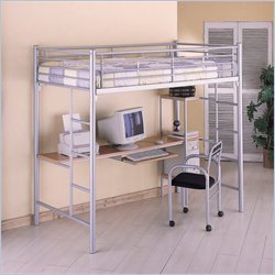 Coaster Layton Twin Size Metal Loft Bed with Computer Workstation